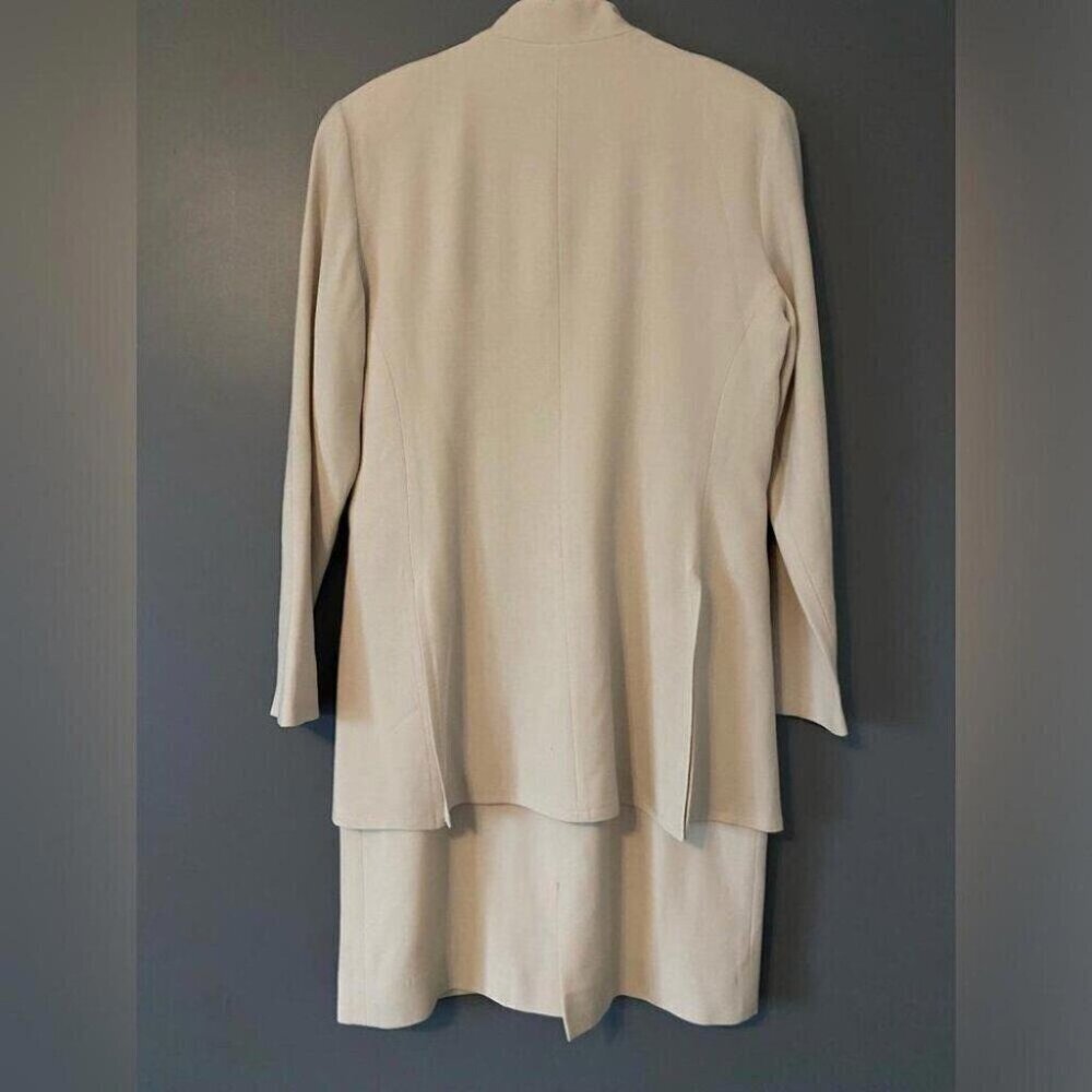 Cream 90s Vintage Blazer Dress Medium Quiet Luxury Minimalist Corporate Chic - Picture 6 of 14